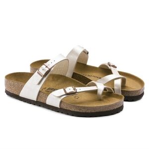 Birkenstock Mayori Cream Pearlized Cross-Strap Sandals Size 37